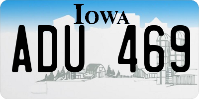 IA license plate ADU469