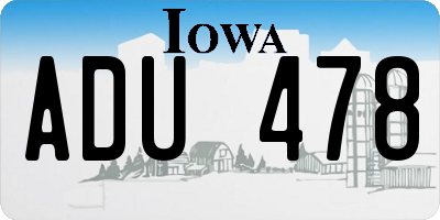IA license plate ADU478