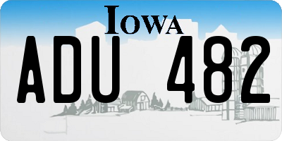 IA license plate ADU482