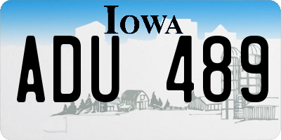IA license plate ADU489