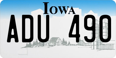 IA license plate ADU490