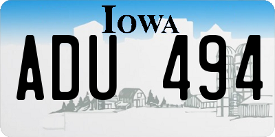 IA license plate ADU494