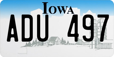 IA license plate ADU497