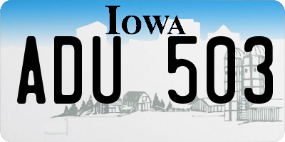 IA license plate ADU503