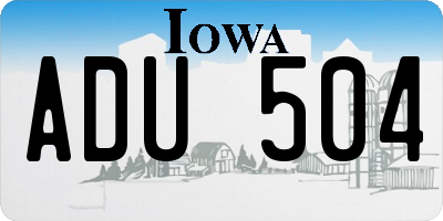 IA license plate ADU504