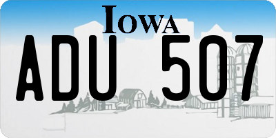 IA license plate ADU507
