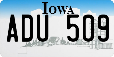 IA license plate ADU509