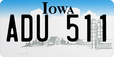 IA license plate ADU511