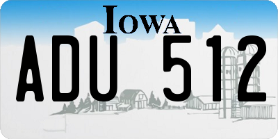 IA license plate ADU512