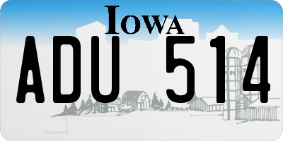 IA license plate ADU514