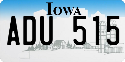 IA license plate ADU515