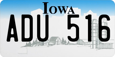 IA license plate ADU516
