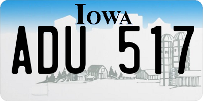 IA license plate ADU517