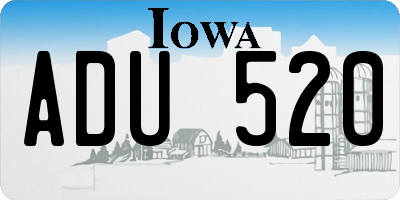 IA license plate ADU520