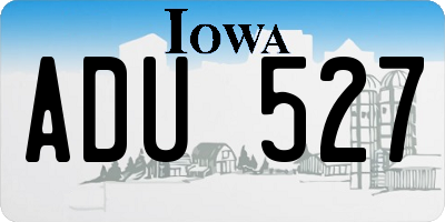 IA license plate ADU527