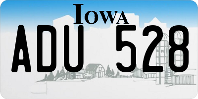 IA license plate ADU528