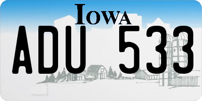 IA license plate ADU533