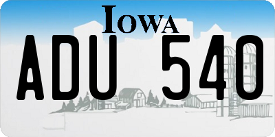 IA license plate ADU540
