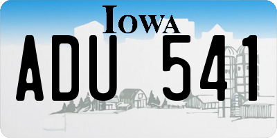 IA license plate ADU541