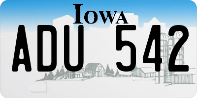IA license plate ADU542