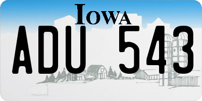 IA license plate ADU543