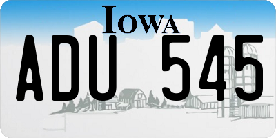 IA license plate ADU545