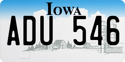 IA license plate ADU546