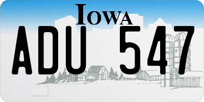 IA license plate ADU547