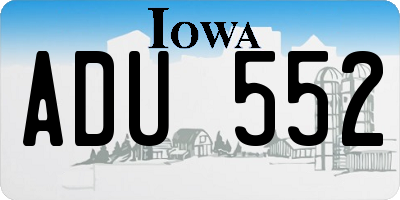 IA license plate ADU552