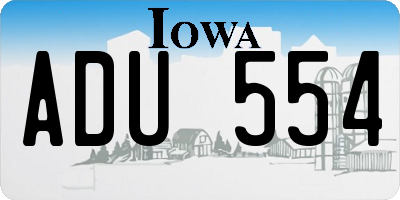 IA license plate ADU554