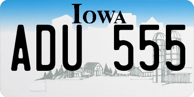 IA license plate ADU555