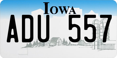 IA license plate ADU557