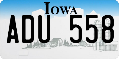 IA license plate ADU558
