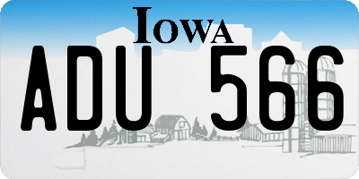 IA license plate ADU566