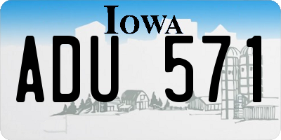 IA license plate ADU571