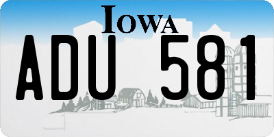 IA license plate ADU581