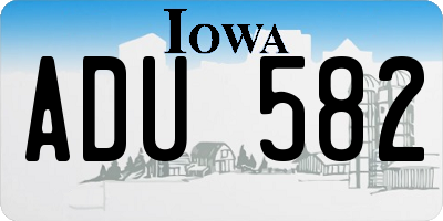 IA license plate ADU582