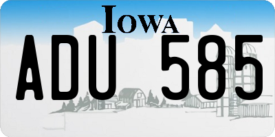 IA license plate ADU585