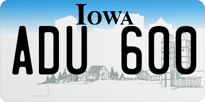 IA license plate ADU600