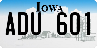 IA license plate ADU601