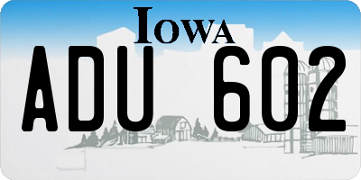 IA license plate ADU602