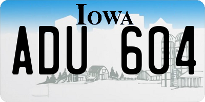 IA license plate ADU604