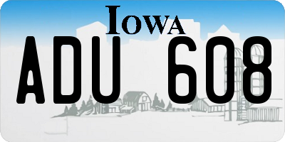 IA license plate ADU608
