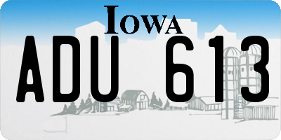 IA license plate ADU613