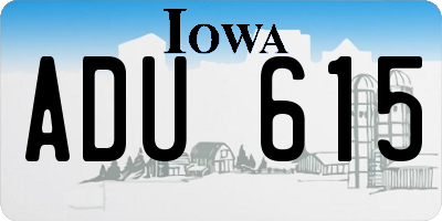 IA license plate ADU615