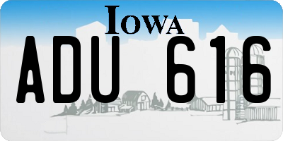 IA license plate ADU616