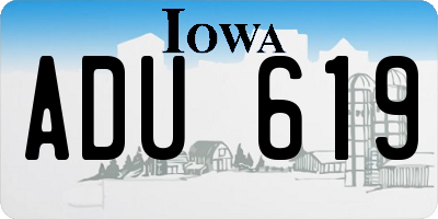 IA license plate ADU619