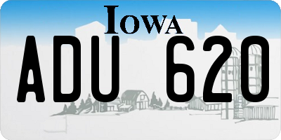 IA license plate ADU620