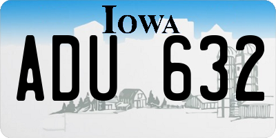 IA license plate ADU632