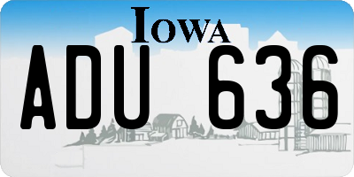 IA license plate ADU636